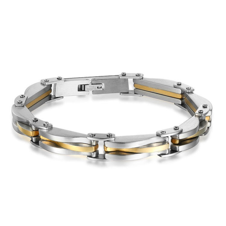 The New Fashion Personality Gold Chain Titanium Steel Men Bracelet