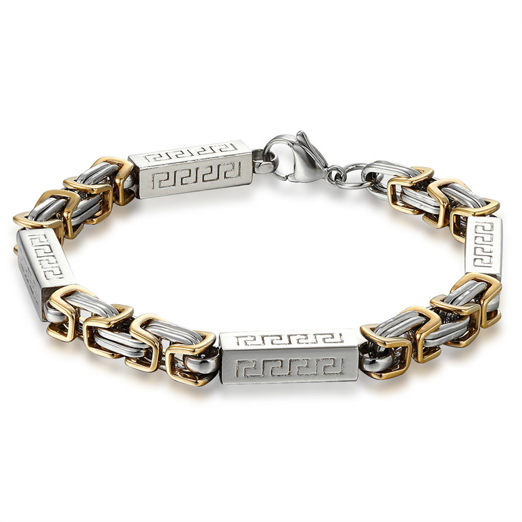 The New Personality Between The Gold Chain Titanium Steel Men Bracelet