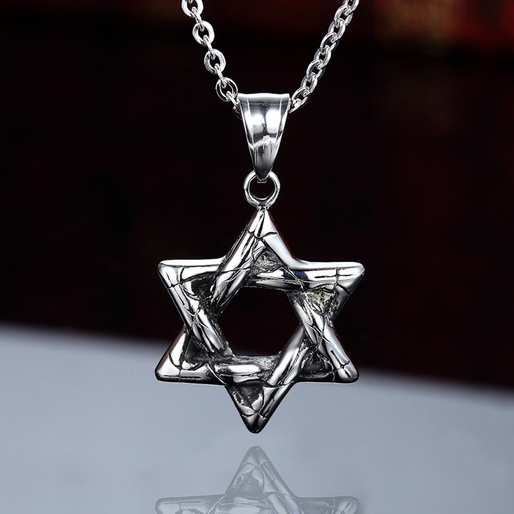 Simple Fashion Hexagram Pendant Titanium Steel Men Pendant Ltem Ornaments