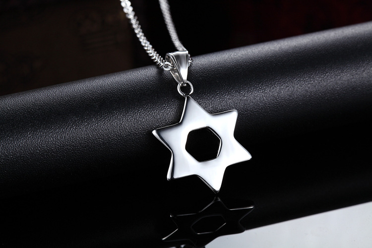 Simple Fashion Hexagram Pendant Titanium Steel Men Pendant Ltem Ornaments