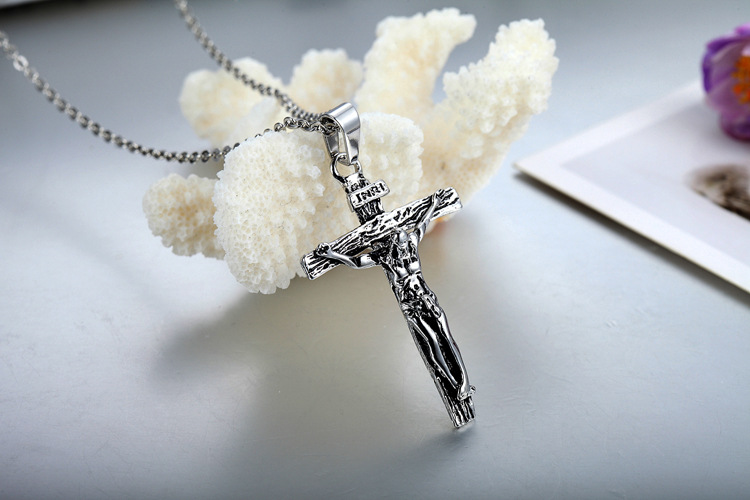 Fashion Classic Jesus Cross Pendant The New Cool Titanium steel Simple Necklace