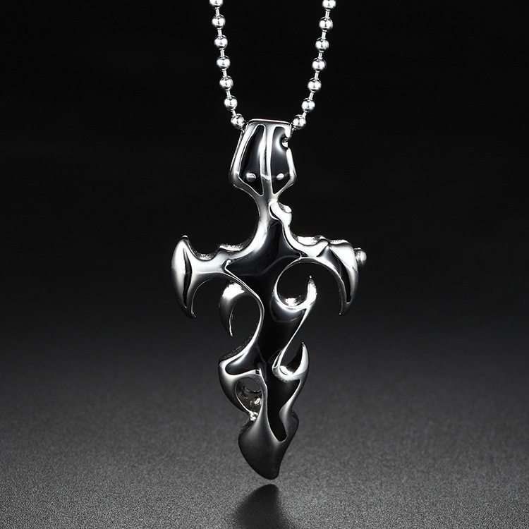 Flame Casting Boys Titanium Steel Pendant Stainless Steel Men Necklace