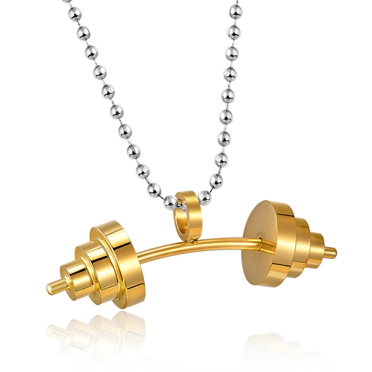 Western Style Fashion Fitness Dumbbells Necklace Men Domineering Couple Pendant