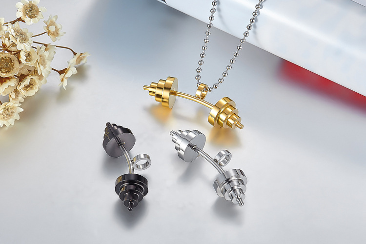 Western Style Fashion Fitness Dumbbells Necklace Men Domineering Couple Pendant