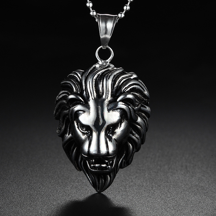 Lion king Titanium Steel Necklace Men Fashion Lion Head Pendant Necklace