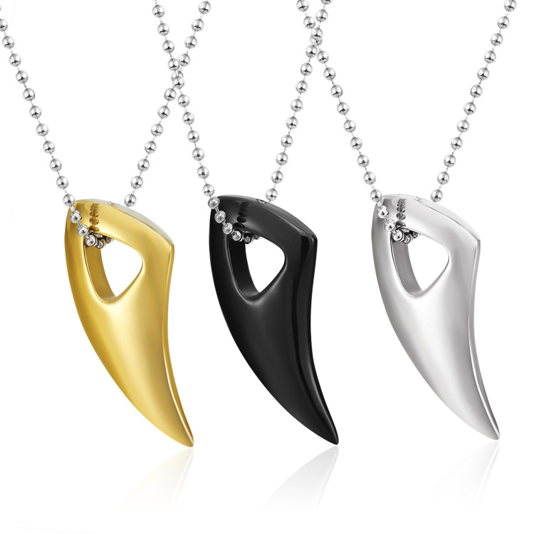 Horns Pendant Men Steel Color Spike Pendant Stainless Steel Jewelry