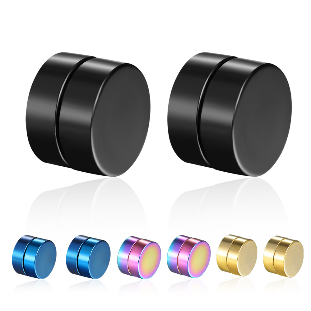 Men Titanium Steel No Ear Hole Magnet Ear Clip Earrings Fashion Wild Tide Men Jewelry