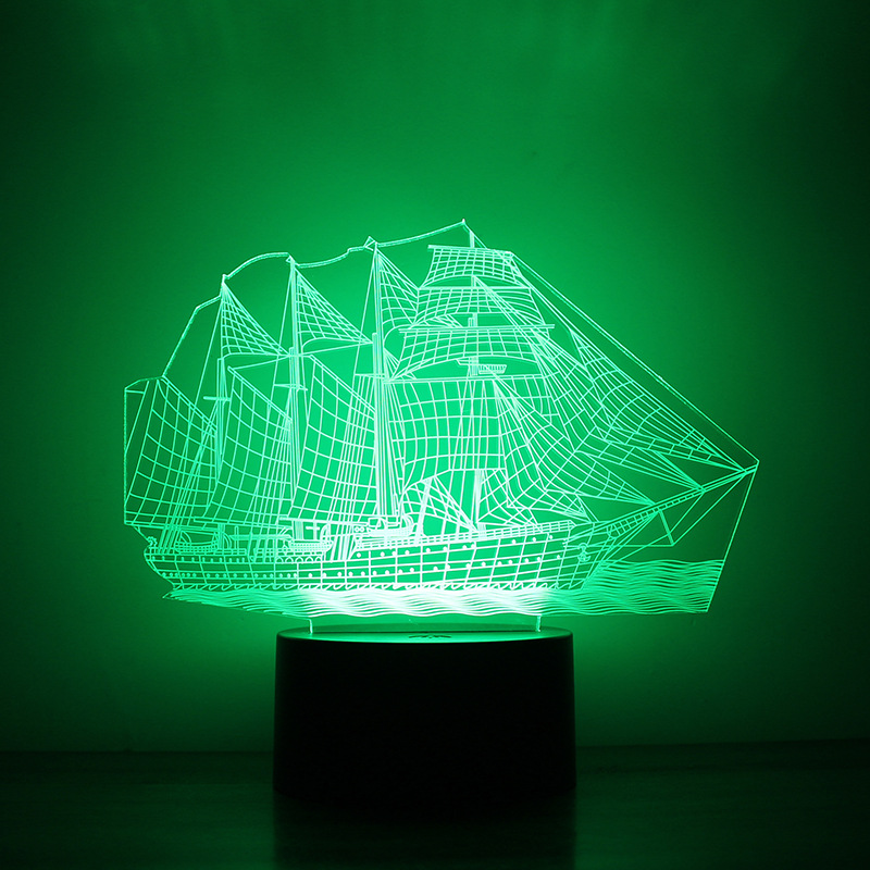 Sailboat Fashion 3D Night Light LED Lights Intelligent Home Environmental Protection Gift