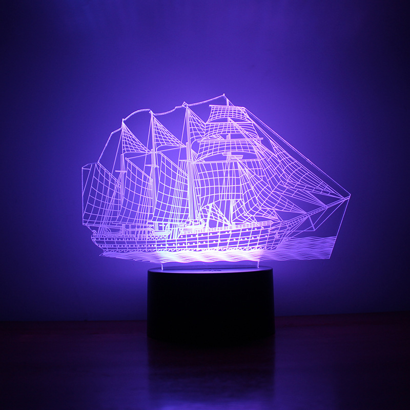 Sailboat Fashion 3D Night Light LED Lights Intelligent Home Environmental Protection Gift