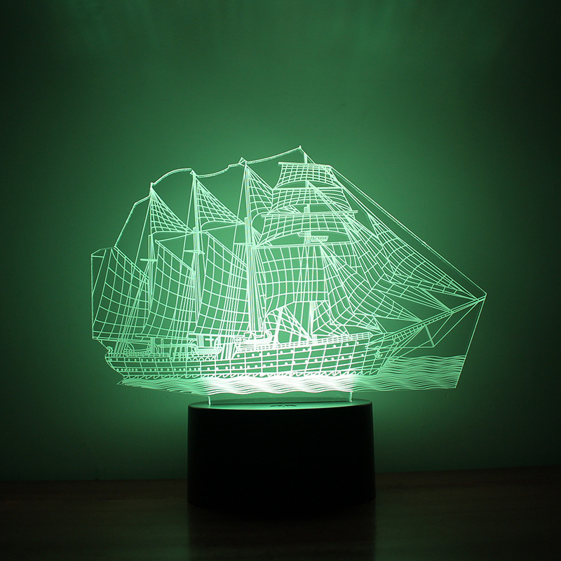 Sailboat Fashion 3D Night Light LED Lights Intelligent Home Environmental Protection Gift