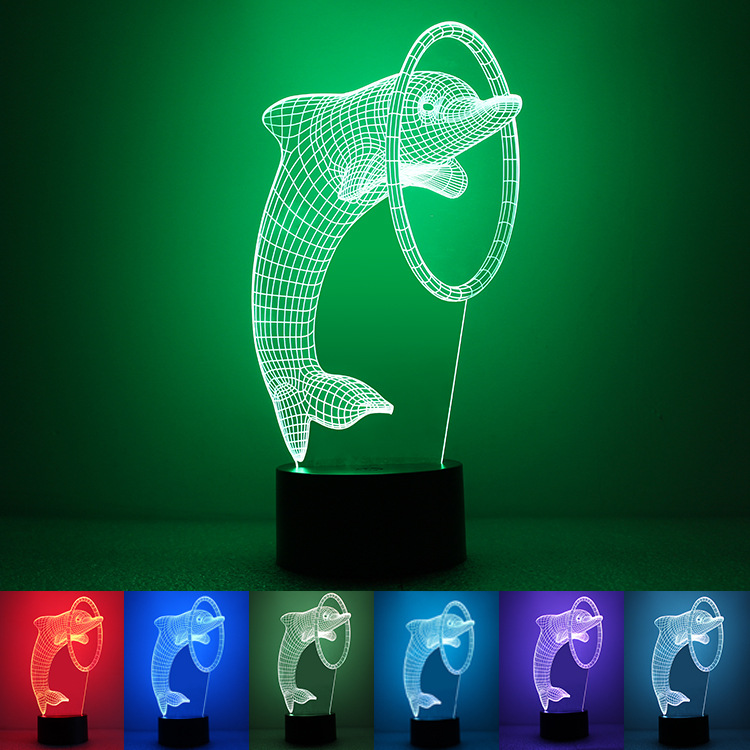 Intelligent Home 3D Colorful Night Light Dolphin Simple Fashion Party Atmosphere Light