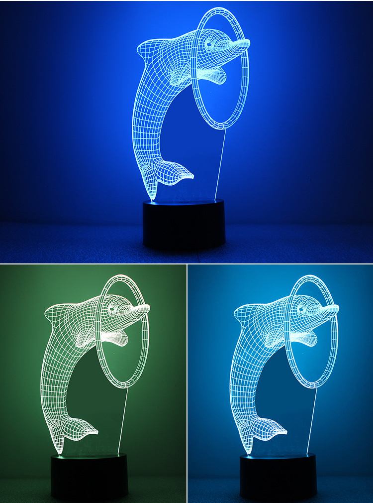 Intelligent Home 3D Colorful Night Light Dolphin Simple Fashion Party Atmosphere Light