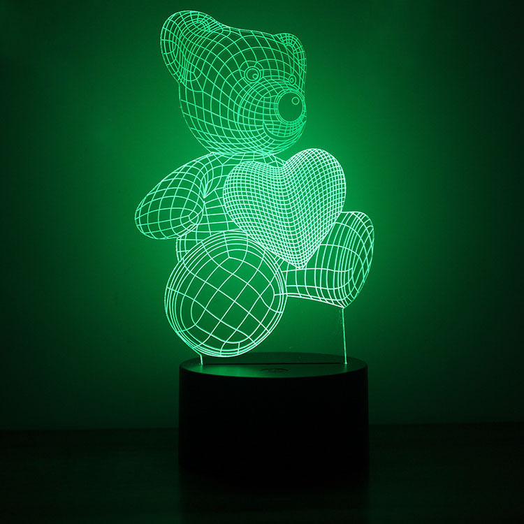 Love Bear 3D Creativity Colorful Night light intelligent Home USB Powered By Led Lights