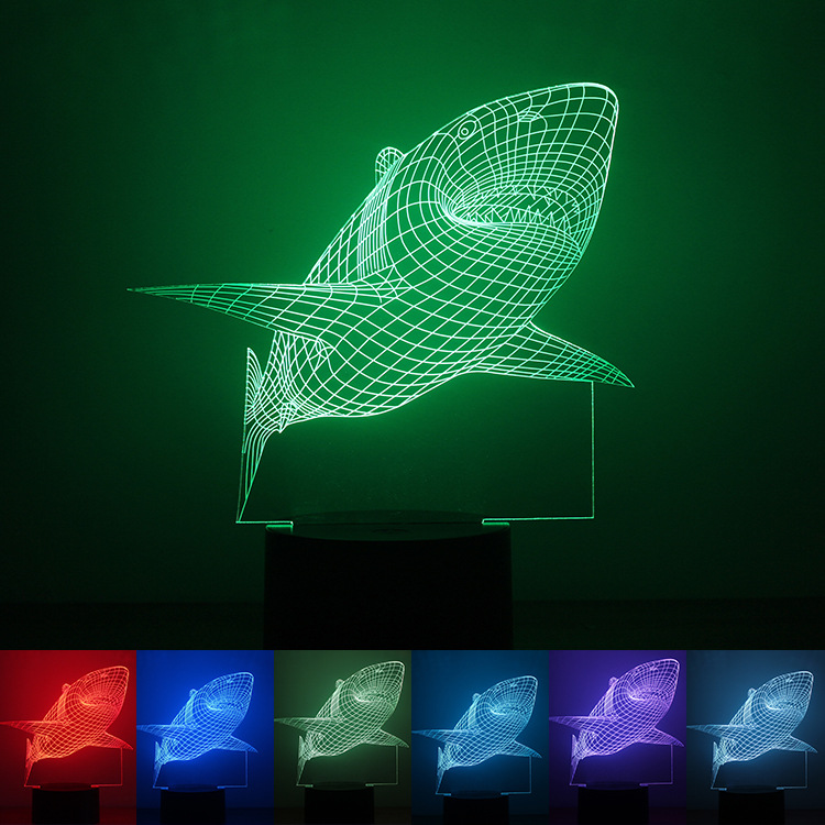 Shark Night light USB Powered by 3D Creativity Rainbow LED lights