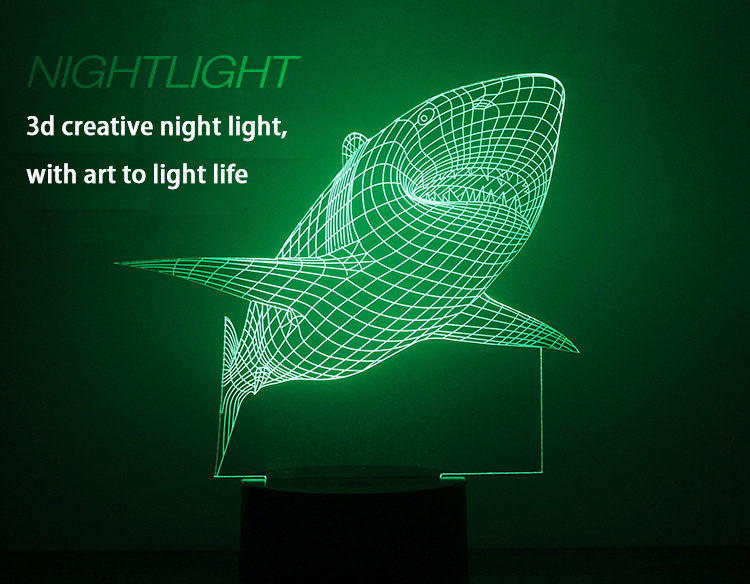 Shark Night light USB Powered by 3D Creativity Rainbow LED lights