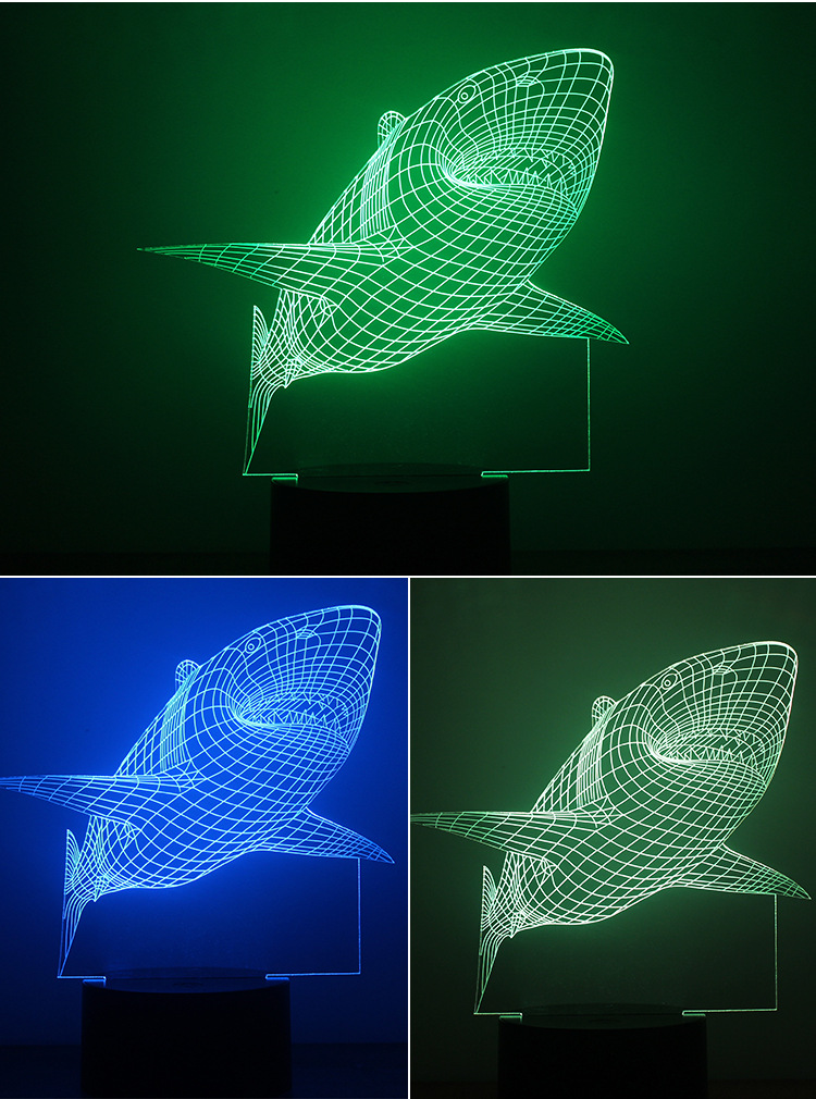 Shark Night light USB Powered by 3D Creativity Rainbow LED lights