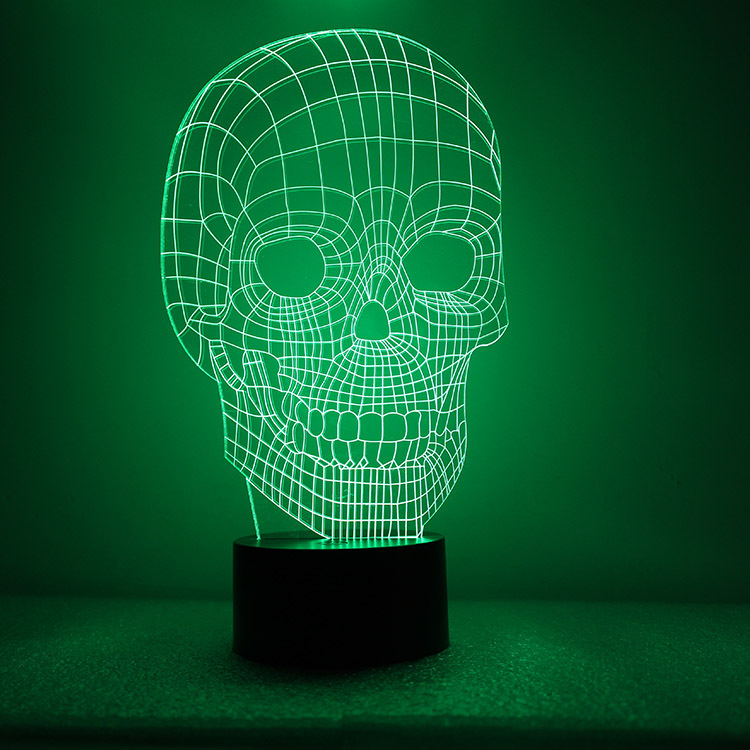 Skull Head 3D Creativity Colorful Night light USB Charge Acrylic led Small lamp