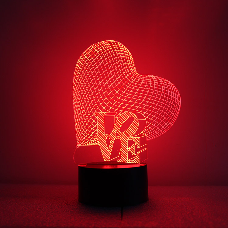 LOVE 3D Night Light Energy Saving Button USB Powered by Home Intelligent LED Decorative lights