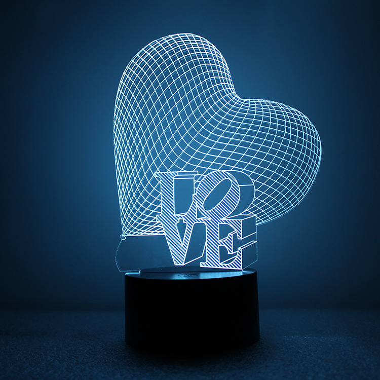 LOVE 3D Night Light Energy Saving Button USB Powered by Home Intelligent LED Decorative lights