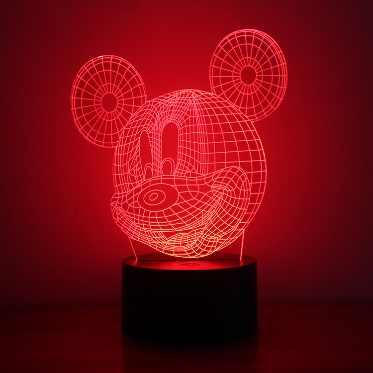 Mickey Night light USB Powered Button Type 3D Creativity Rainbow LED Lights
