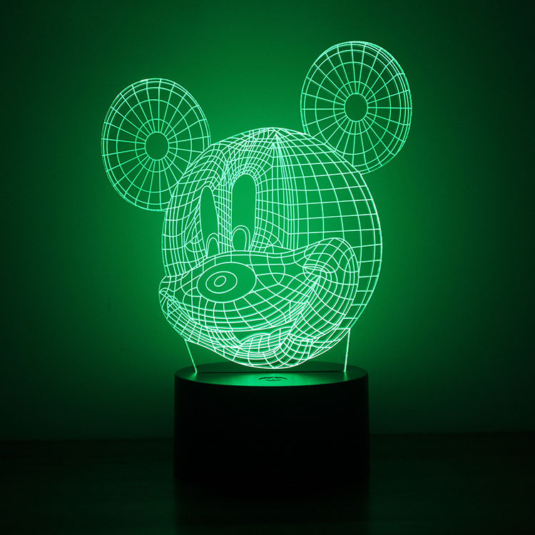Mickey Night light USB Powered Button Type 3D Creativity Rainbow LED Lights