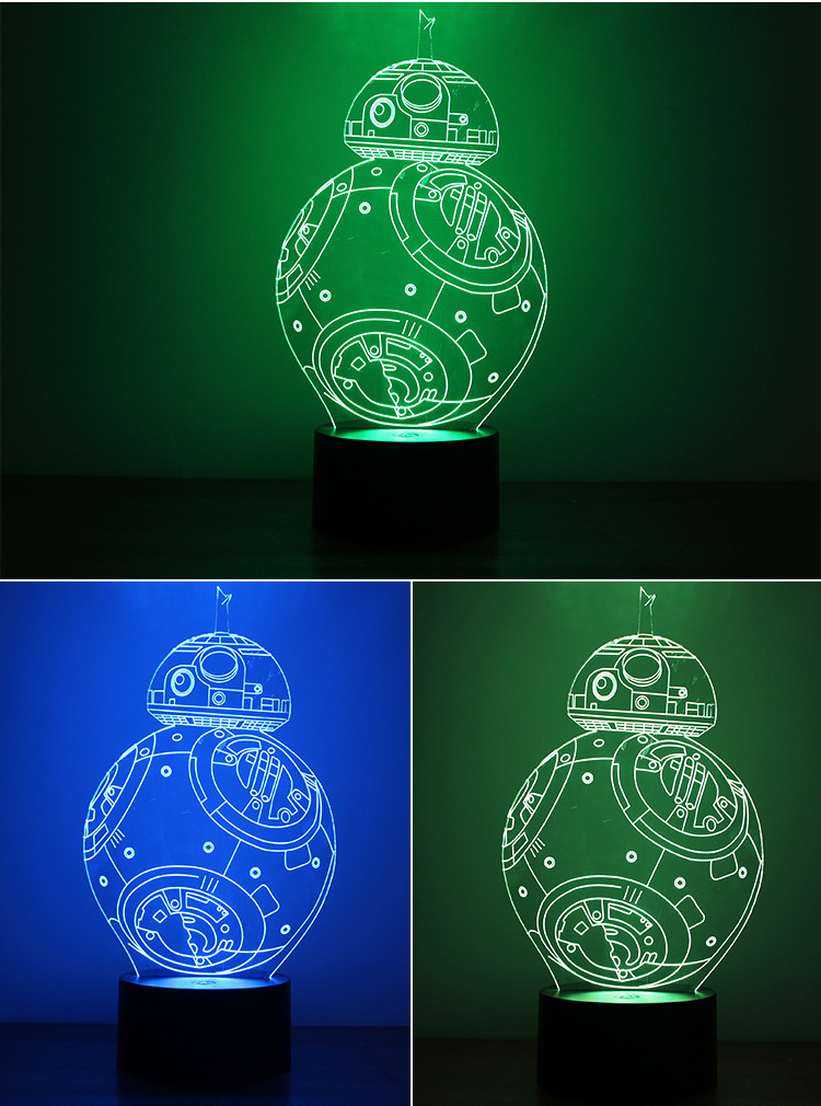 Button Type 3D Night light USB Powered Creative Colorful led Lights Home flashlight