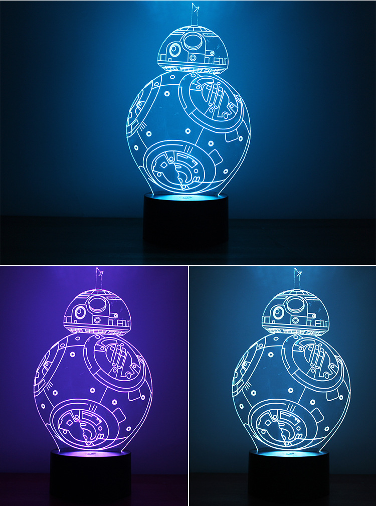 Button Type 3D Night light USB Powered Creative Colorful led Lights Home flashlight