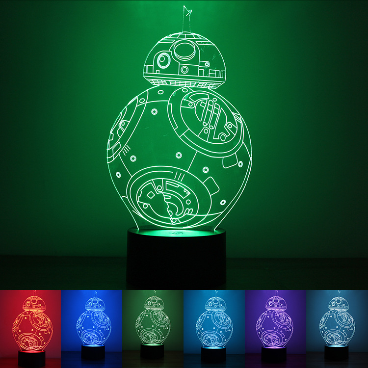 Button Type 3D Night light USB Powered Creative Colorful led Lights Home flashlight