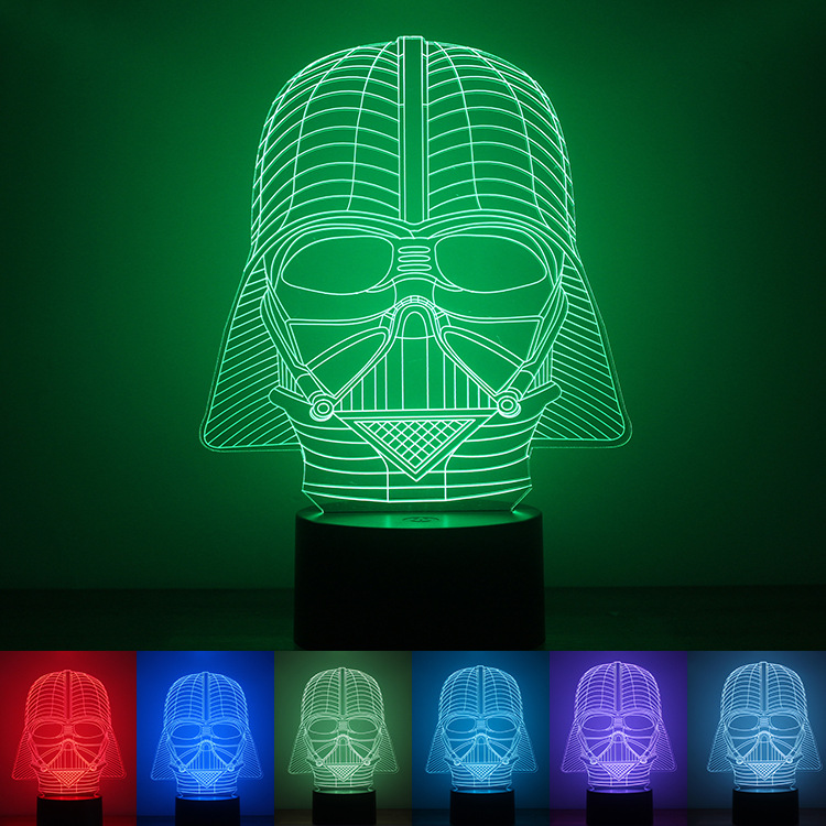 Black Warrior Creative Night light Modern Simple Button Type 3D colorful LED lights