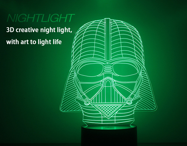 Black Warrior Creative Night light Modern Simple Button Type 3D colorful LED lights