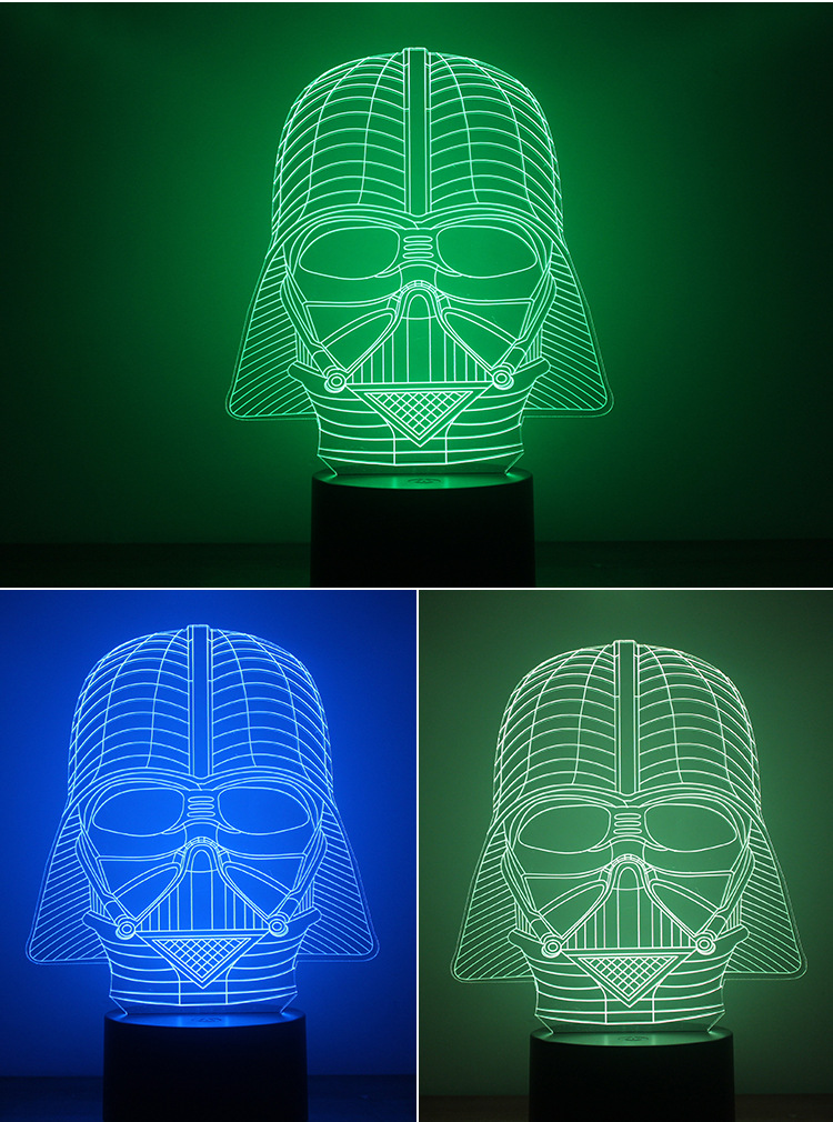 Black Warrior Creative Night light Modern Simple Button Type 3D colorful LED lights