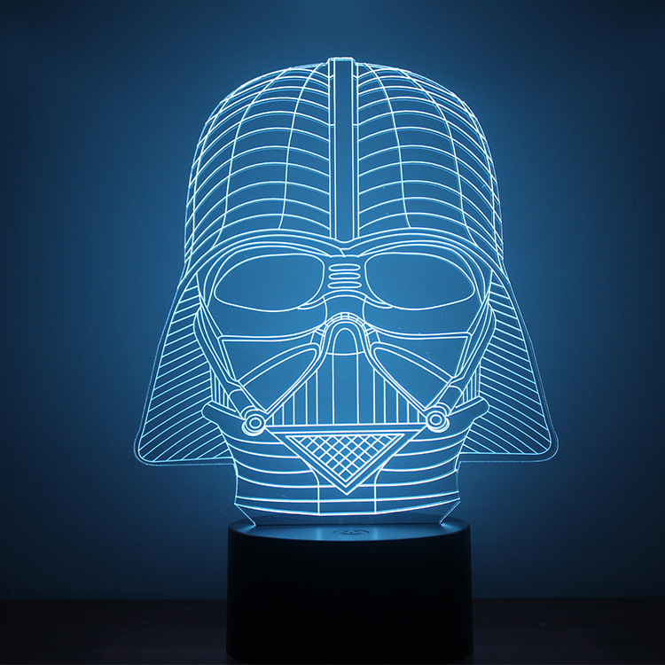 Black Warrior Creative Night light Modern Simple Button Type 3D colorful LED lights