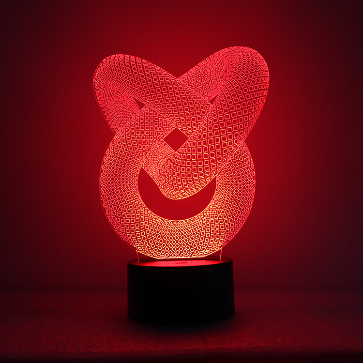 Double Ring 3D Night Light USB Button Vision Creative Dynamic Alternately Led Glowing Small Lamp