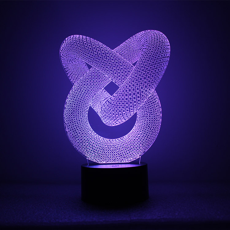 Double Ring 3D Night Light USB Button Vision Creative Dynamic Alternately Led Glowing Small Lamp