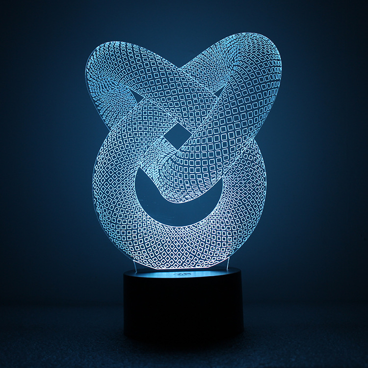 Double Ring 3D Night Light USB Button Vision Creative Dynamic Alternately Led Glowing Small Lamp