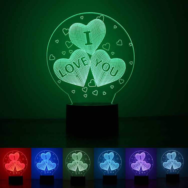 I LOVE YOU Confession 3D Night light Creative Corridor Study Colorful LED Lights