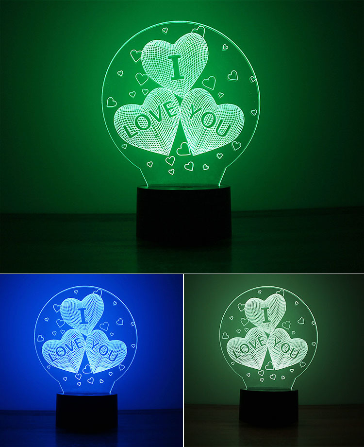 I LOVE YOU Confession 3D Night light Creative Corridor Study Colorful LED Lights