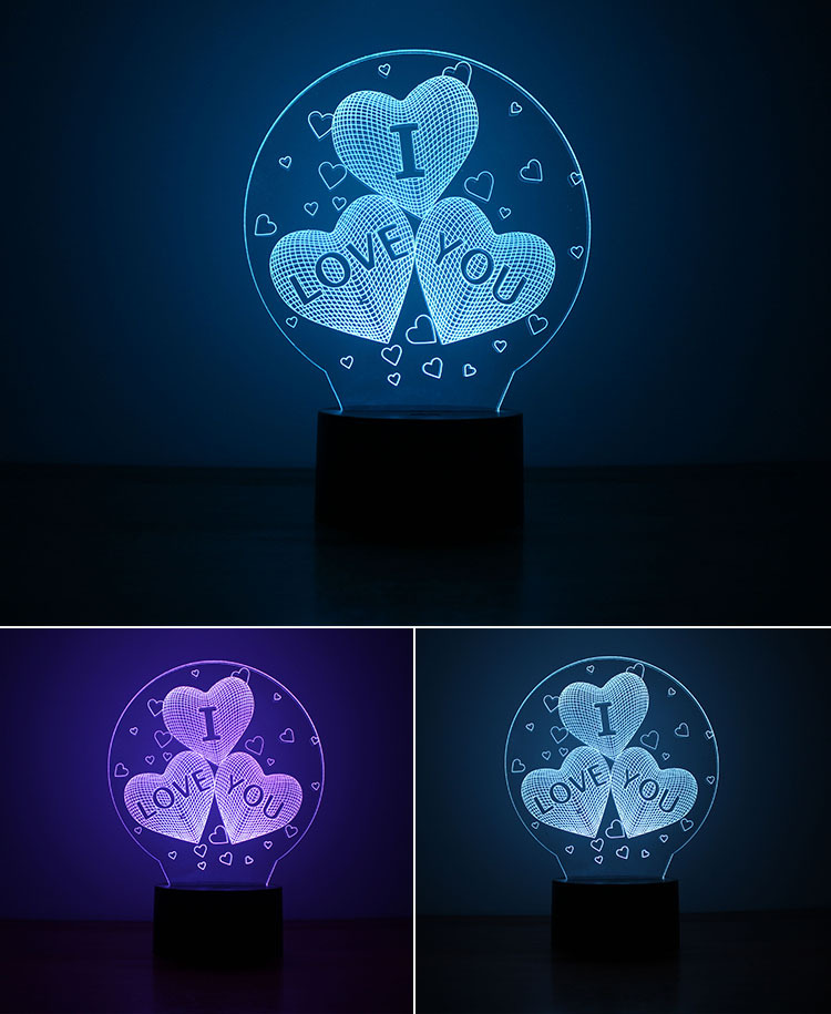 I LOVE YOU Confession 3D Night light Creative Corridor Study Colorful LED Lights