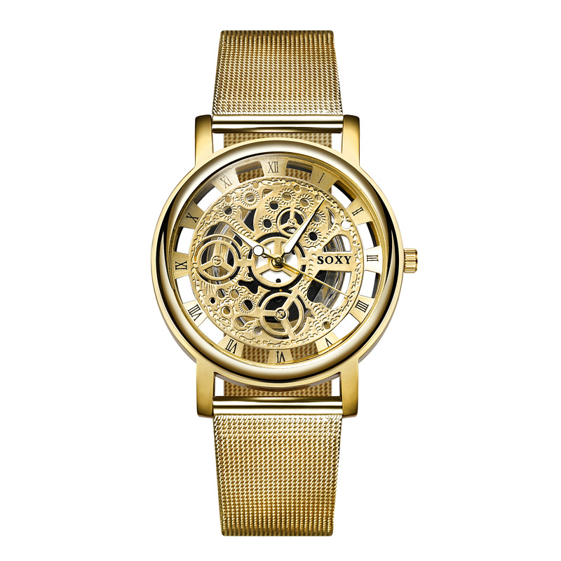 Men Upscale Quartz Watches Male Alloy Mesh Belt Trend Simple Watch