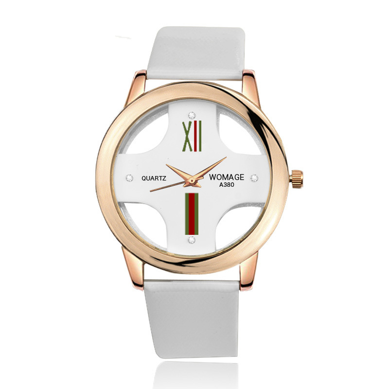 Fashion Ms Hollow Watch Creative Cross Belt Female Watch Quartz Watches