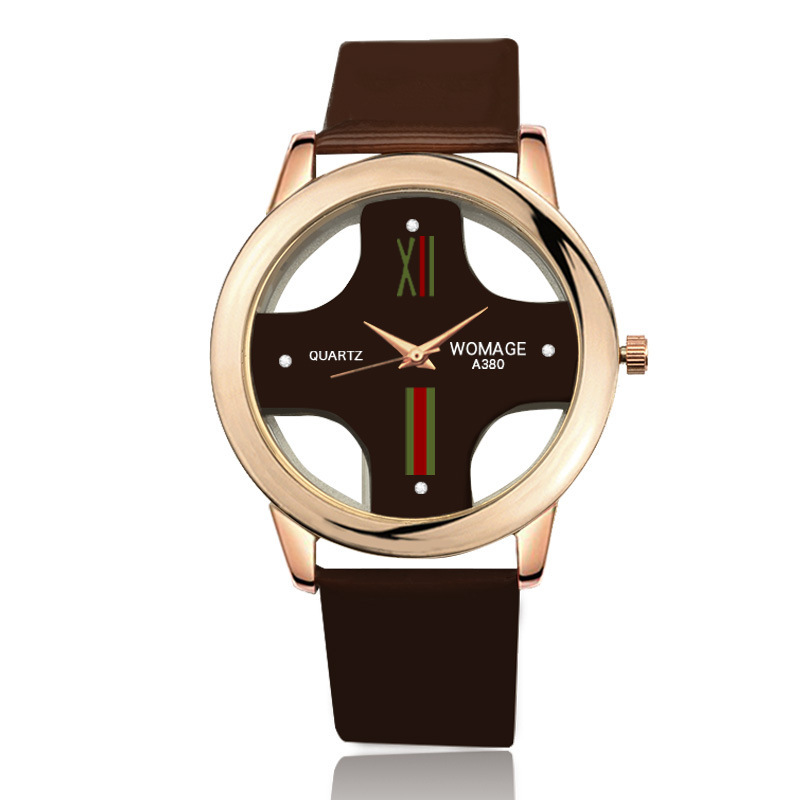 Fashion Ms Hollow Watch Creative Cross Belt Female Watch Quartz Watches