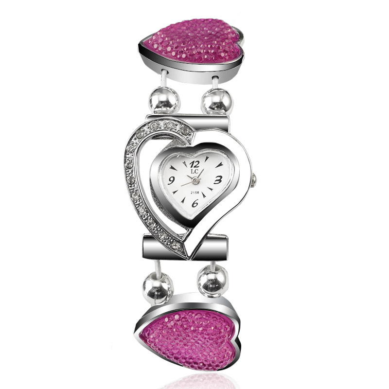 Ms Watch Creative With heart Ms alloy Bracelet student Hollow Watch