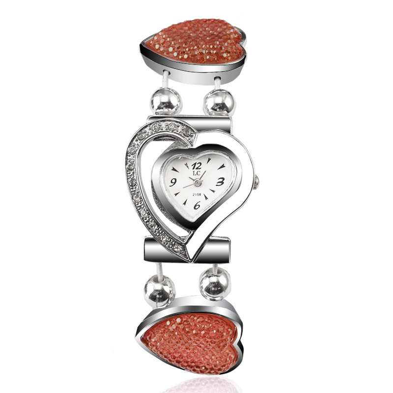 Ms Watch Creative With heart Ms alloy Bracelet student Hollow Watch