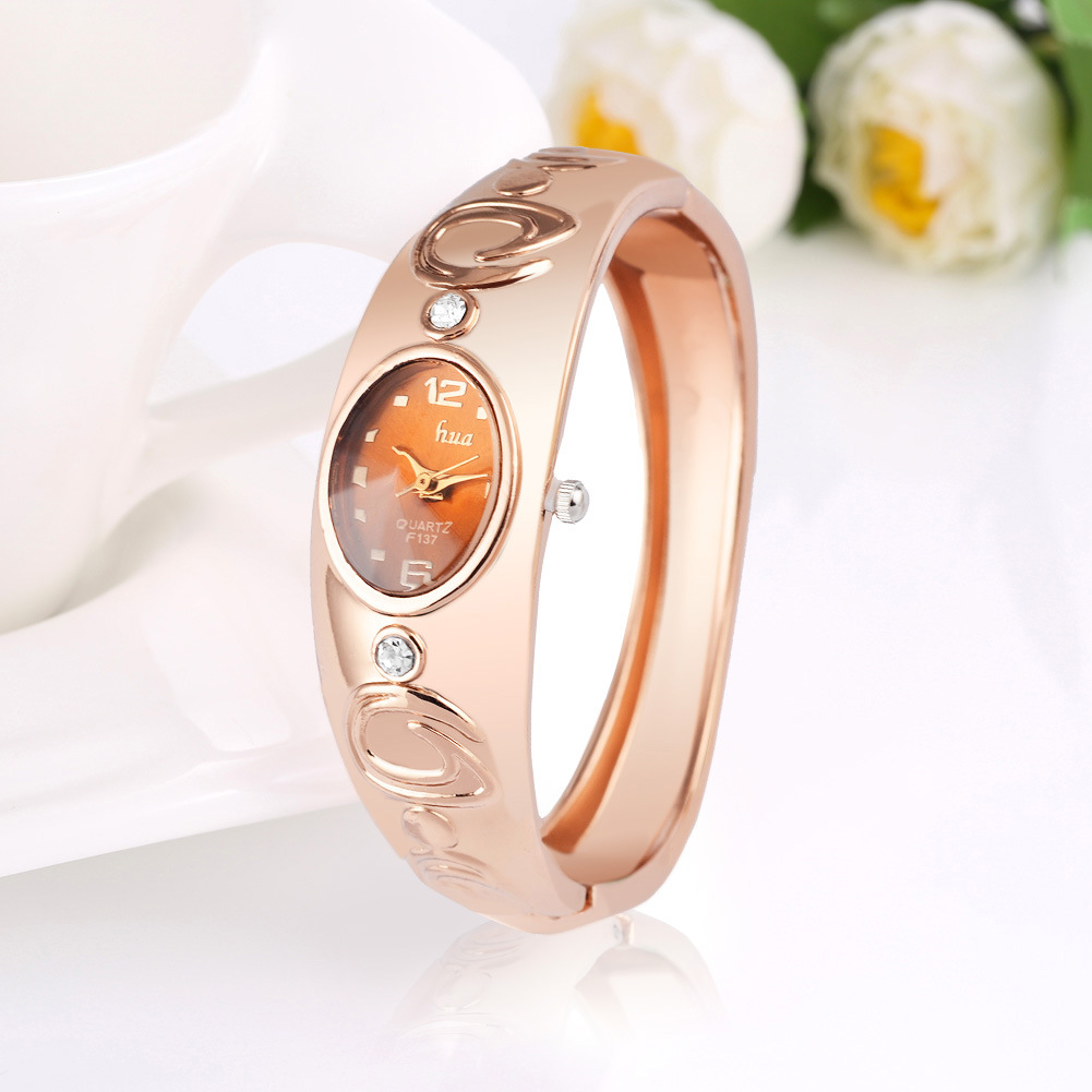 Fashion Rose Gold Diamond Quartz Watch Ms Trend Simple Watch