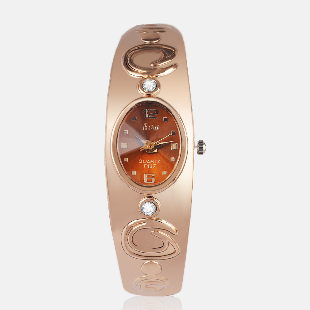 Fashion Rose Gold Diamond Quartz Watch Ms Trend Simple Watch