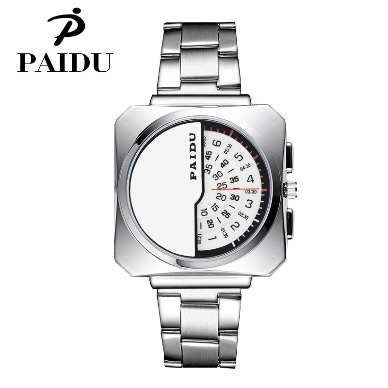 Men Steel Strip Watch Creative Dial Men High end Business Leisure Quartz Watch