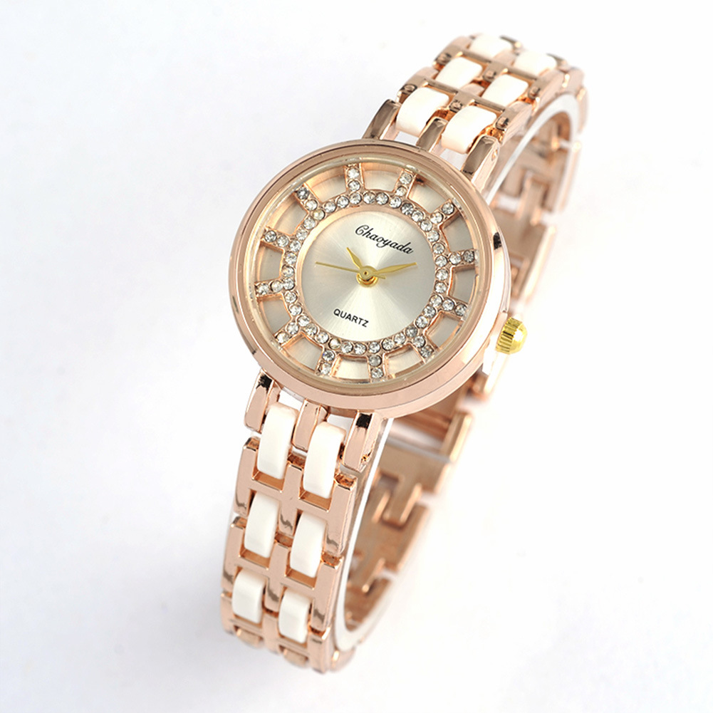 Diamond Double Circle Disc Ms Bracelet Watch Fashion Ceramics Watch