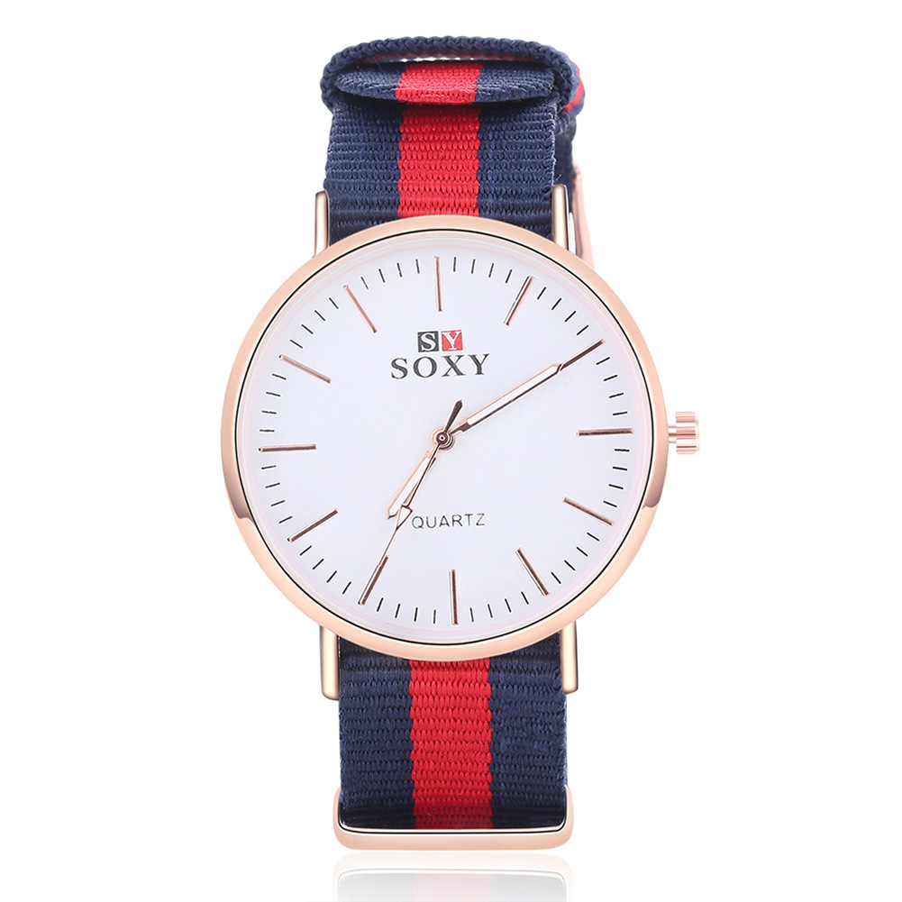 Fashion Men Nylon Belt Upscale Quartz Student Leisure Simple Watch