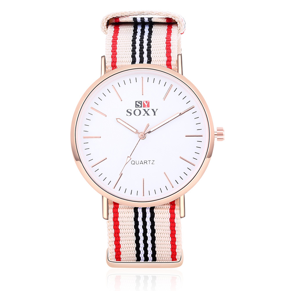 Fashion Men Nylon Belt Upscale Quartz Student Leisure Simple Watch