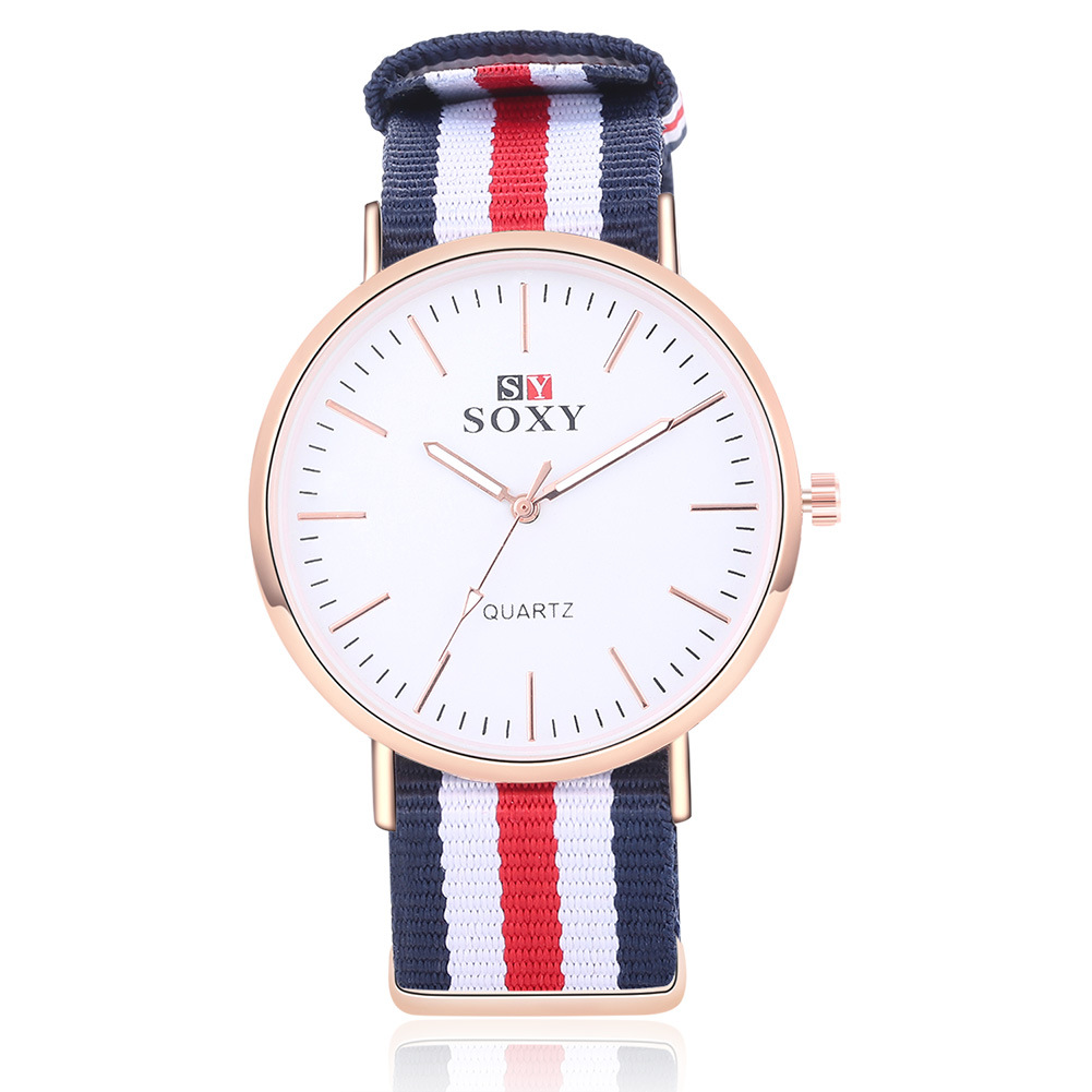 Fashion Men Nylon Belt Upscale Quartz Student Leisure Simple Watch